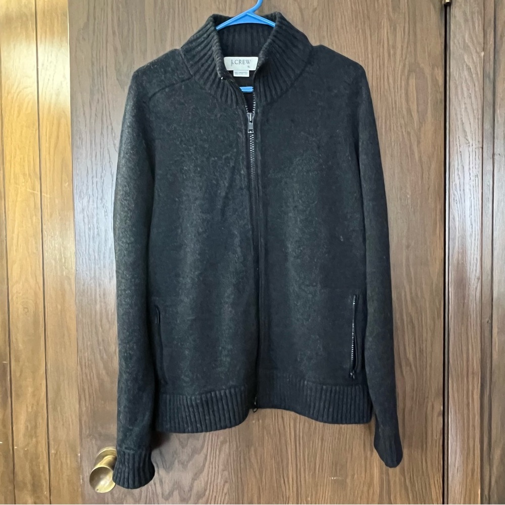 J. Crew men's full-zip sweater cardigan jacket crafted from 100% lamb's wool